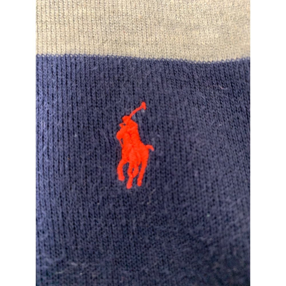 Polo Ralph Lauren Quarter Zip Pullover Kids XL 18-20 Navy Grey Excellent Striped - Picture 3 of 8